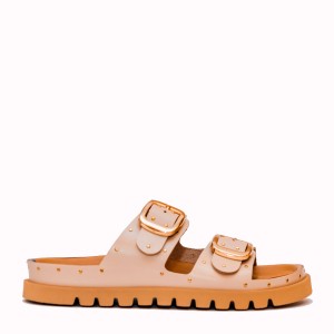 Teulada cream cow leather two buckles sandal | TakeMe®